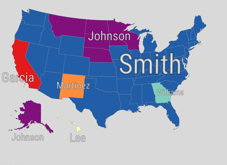 Common surnames by state