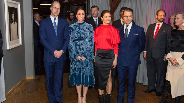Duke and Duchess of Cambridge with Crown Princess Victoria and Prince Daniel of Sweden