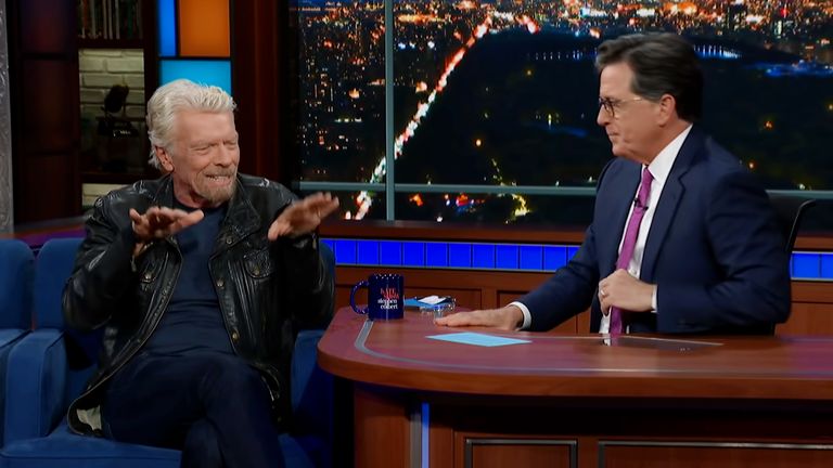 Sir Richard Branson and Stephen Colbert