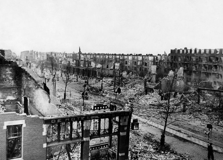 after an air raid on Rotterdam
