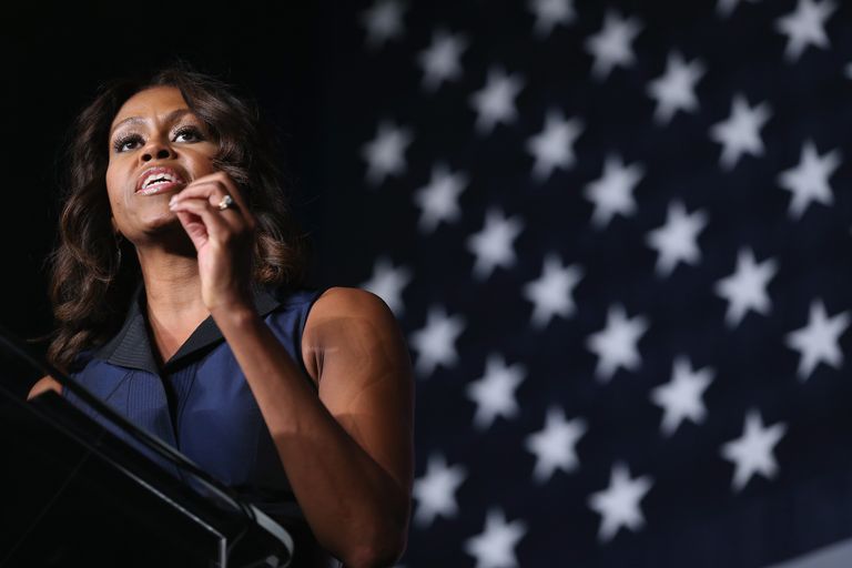 https://www.gettyimages.co.uk/detail/news-photo/first-lady-michelle-obama-speaks-as-she-campaigns-for-news-photo/457389464 Michelle Obama