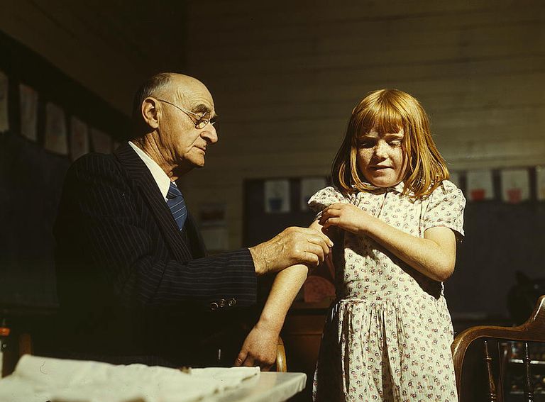 Dr Schreiber giving typhoid innoculation